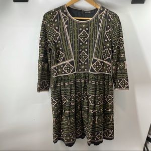 Love Sam | Embroidered Boho Dress Green Small
